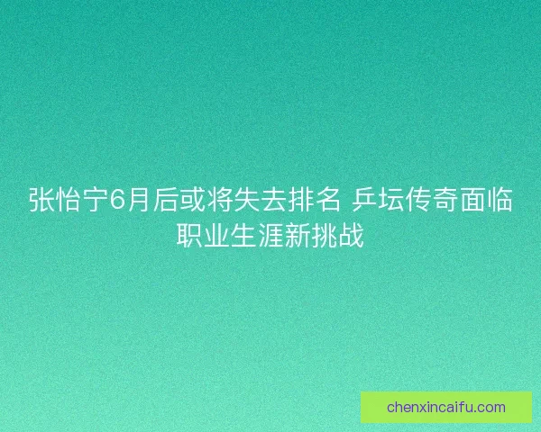 张怡宁6月后或将失去排名 乒坛传奇面临职业生涯新挑战