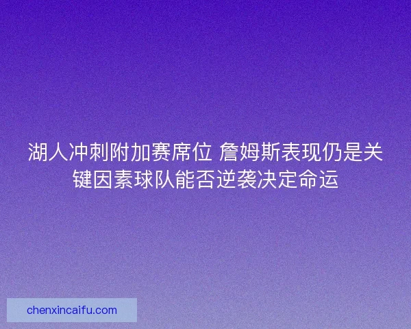 湖人冲刺附加赛席位 詹姆斯表现仍是关键因素球队能否逆袭决定命运