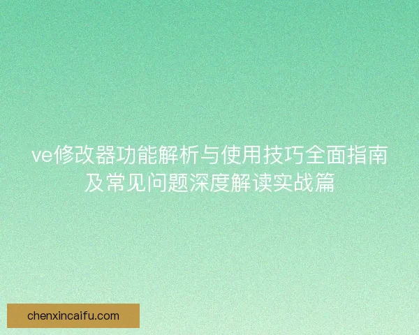 ve修改器功能解析与使用技巧全面指南及常见问题深度解读实战篇