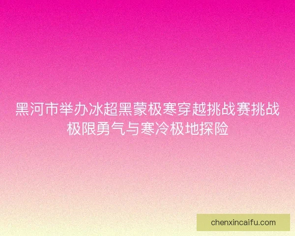 黑河市举办冰超黑蒙极寒穿越挑战赛挑战极限勇气与寒冷极地探险